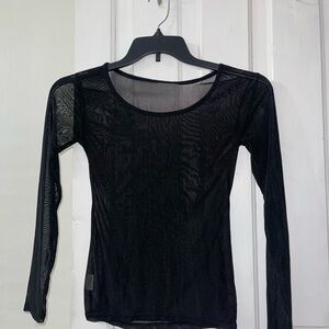 Women’s Black Sheer Long-Sleeve Top